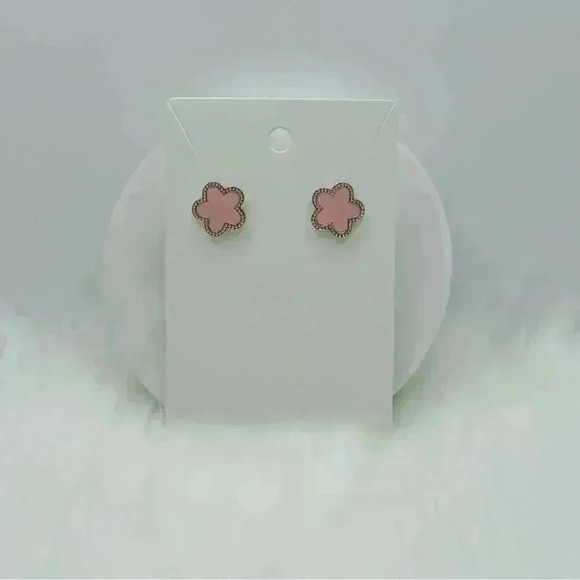 Chrystelle Pink Flower Necklace & Earring Set - Picture 3 of 7